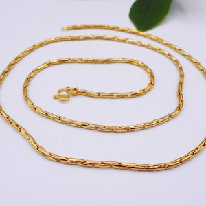 2 mm Necklace Chain 22K 23K 24K Thai Baht Yellow Gold Plated For Men, Women Jewelry Necklace Choker  16 inch From Thailand