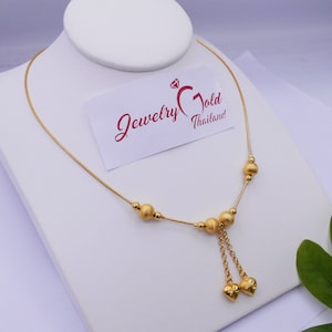 Thai Gold Plated Heart Charm Necklace: Brass Choker Jewelry