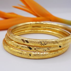 タイゴールドメッキバングルブレスレットセット7個：ハンドメイド18K