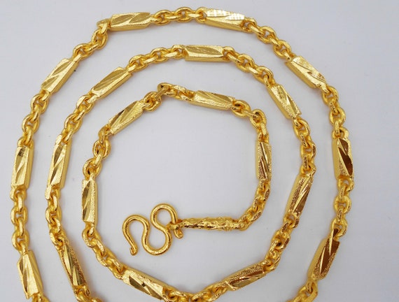 22K 23K Thai Baht Yellow Gold Plated 20 inch 3.5 mm Necklace  Jewelry 