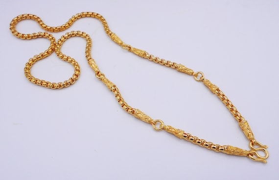 Thai Baht Gold Chain Baht Chain Necklace Gold Chain Hoops 22K 23K