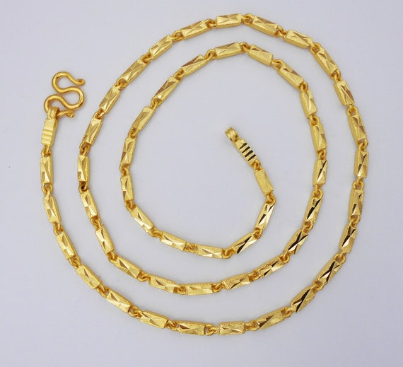 4 MM Necklace Gold Bar chain Link 22K 23K 24K Thai Baht Yellow