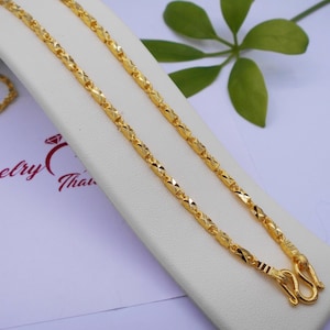 3 MM Gold Chain  22K 23K 24K Thai Baht Yellow Gold Plated For Women,Men's Jewelry For Amulet Buddha Link Necklace 24 inch From Thailand