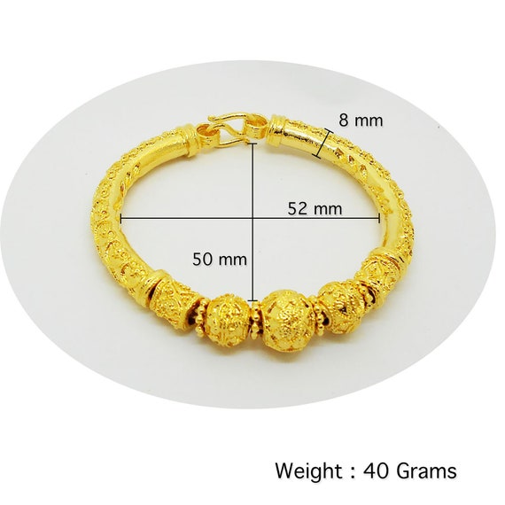 Beads 24k Thai Baht Yellow Gold GP Bracelet Bangle Chain Womens 6.5 -7.5  inch