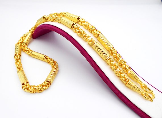 Buy Weave Gold Necklace Thai Jewelry Chain Link 22K 23K 24K Thai Baht  Yellow Gold Plated Men's Women Jewelry 24 Inch Handmade From Thailand  Online in India - Etsy