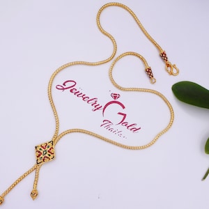 Thai Baht Gold Plated Necklace: Enamel Sukhothai Style, Handmade