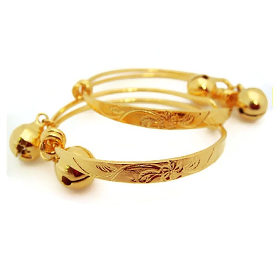 Beads 24k Thai Baht Yellow Gold GP Bracelet Bangle Chain Womens 6.5 -7.5  inch