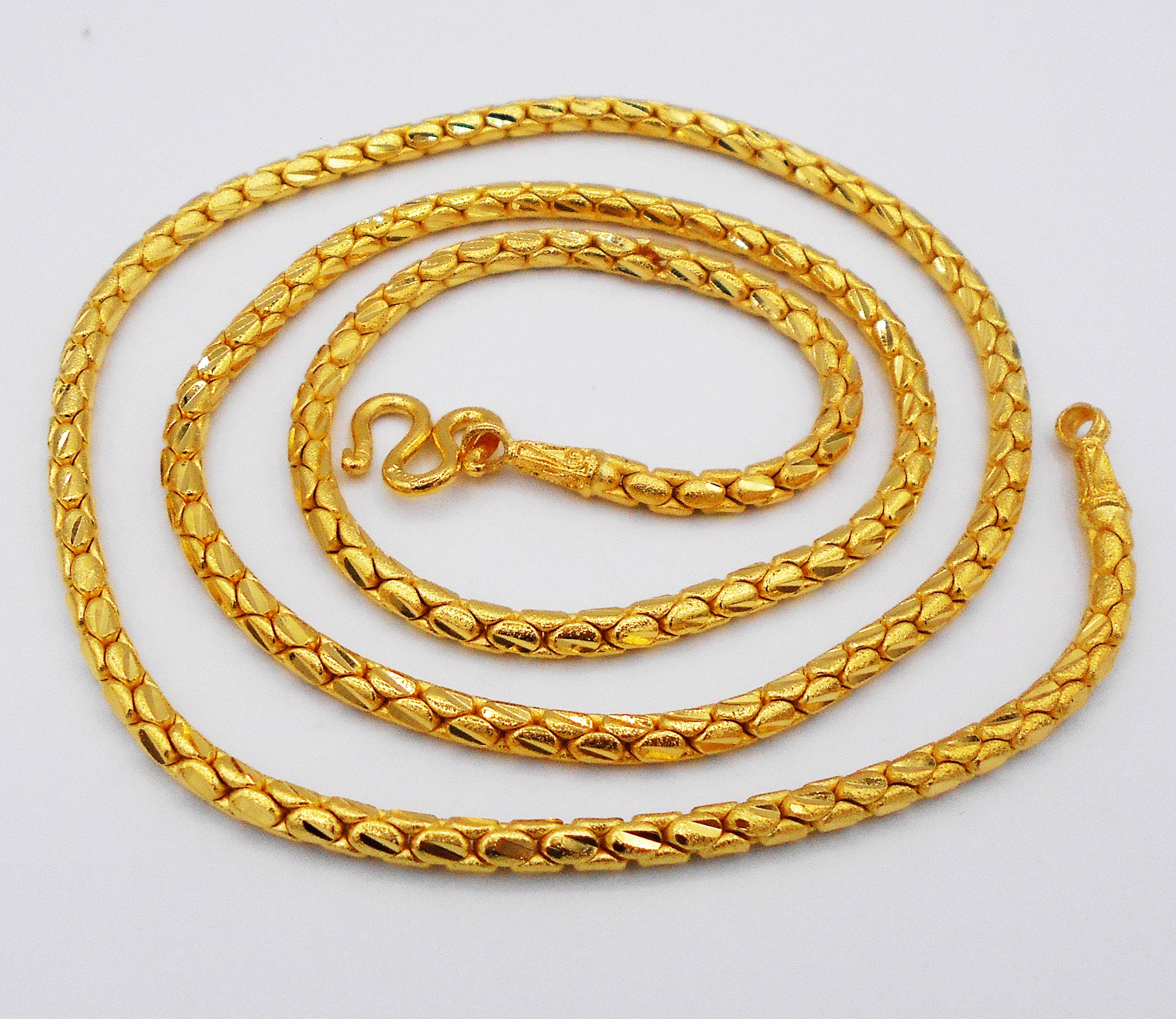 Thai Craft Necklace M Hook Braid 24K Gold Plated Glass Coating Jewelry  Women Men