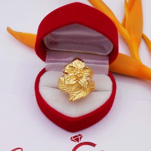 Handmade Thai Gold Plated Flower Ring: Brass Jewelry Gift ,Delivered Duty Paid