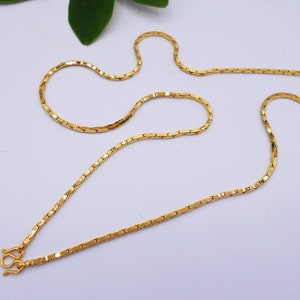 2 mm Necklace Chain 22K 23K 24K Thai Baht Yellow Gold Plated For Men, Women Jewelry Necklace Choker 18,24 inch From Thailand