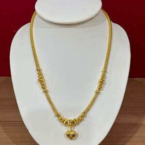 Women Girl Heart 22K 23K 24K THAI BAHT YELLOW GP GOLD NECKLACE Jewelry New