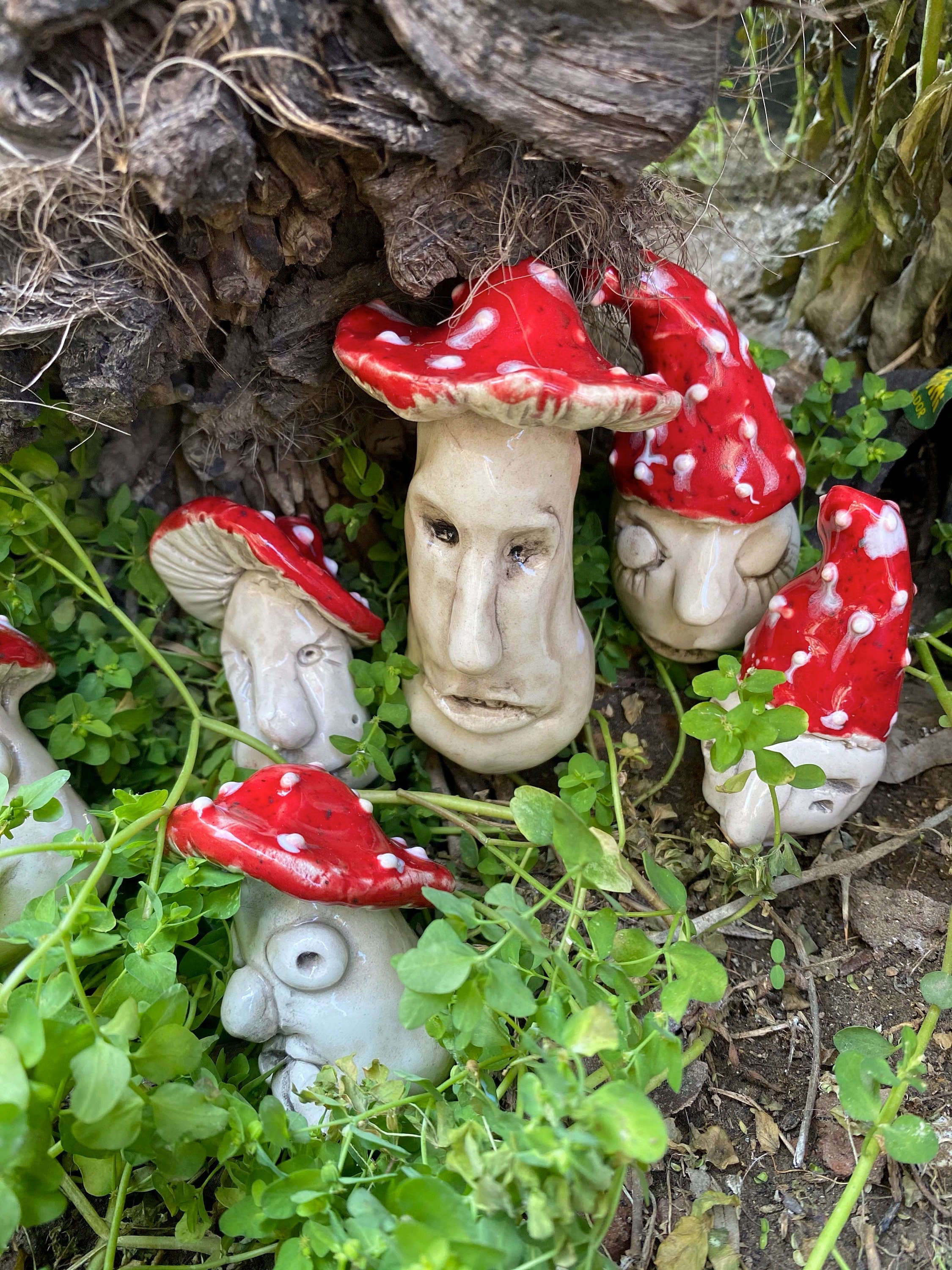 Handgemachte Keramik Pilz rot weiß Fliegenpilz Garten Pilze Etsy