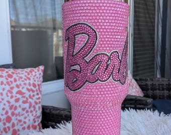 Vaso Stanley con diamantes de imitación de 40 oz / Bling Barbie Quencher hecho a mano