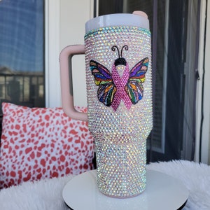 40oz luxury Bedazzled rhinestone bling Stanley inspired tumbler with h –  Iconic Trendz Boutique