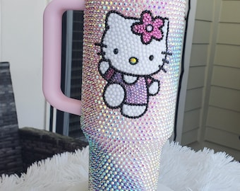 Vaso Stanley de 40 oz con diamantes de imitación / Vaso brillante de Hello Kitty hecho a mano
