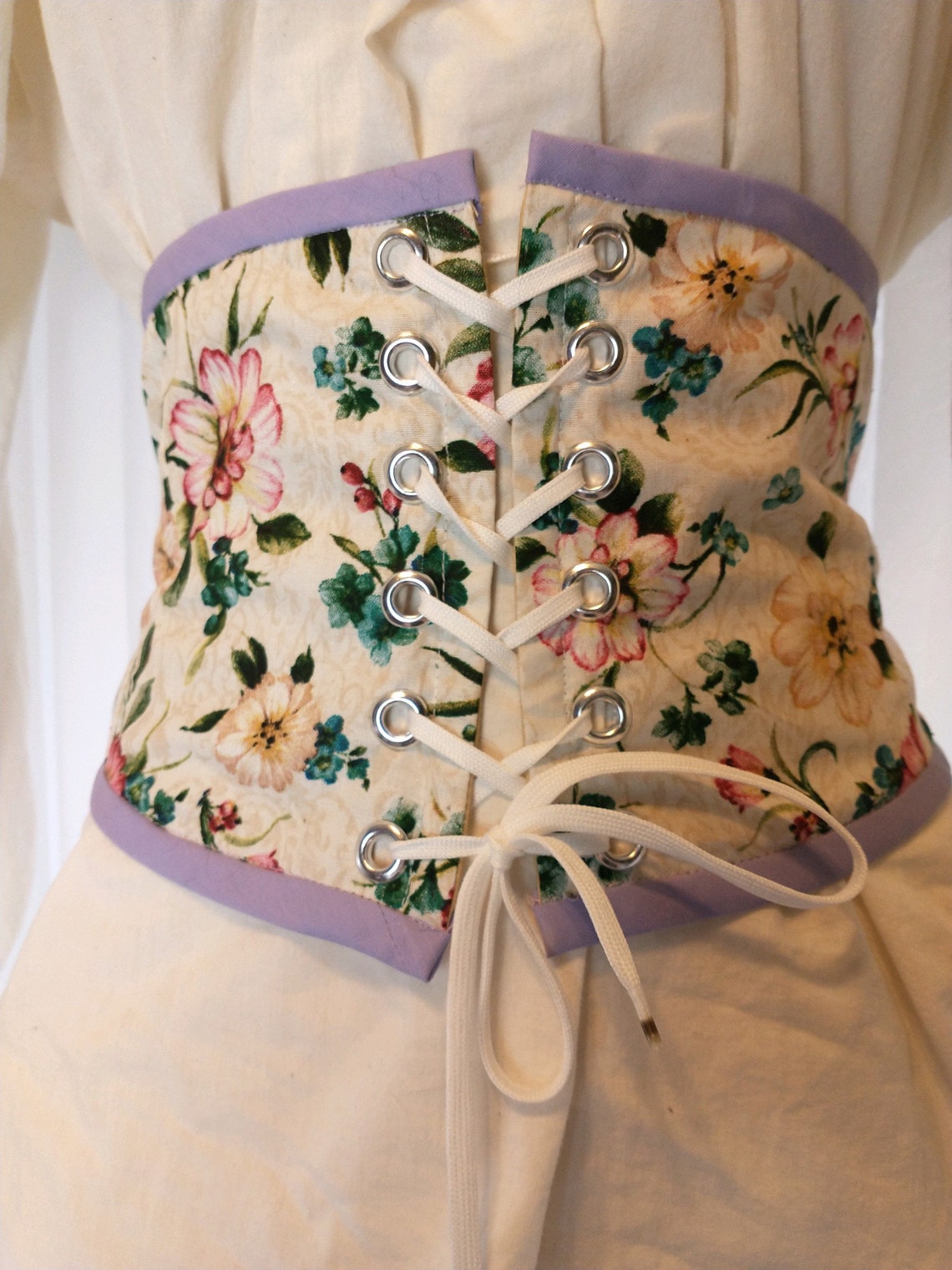 Purple Floral Corset Waist Cincher Etsy