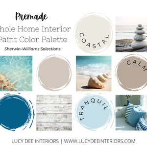 Coastal Beach Themed Paint Color Palette | Virtual Interior Design | Interior Design Service | Interior Paint Colors