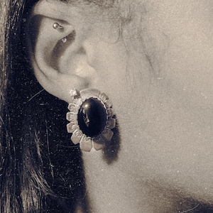 Vintage sterling silver and onyx Minnesota Chippewa Tribe earrings