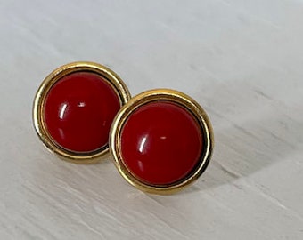 Vintage red and gold small earrings