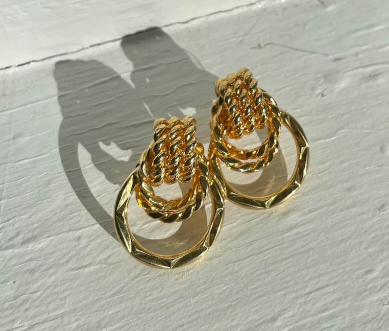 Vintage gold rope earrings