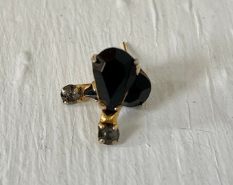 Vintage black stone teardrop stud earrings