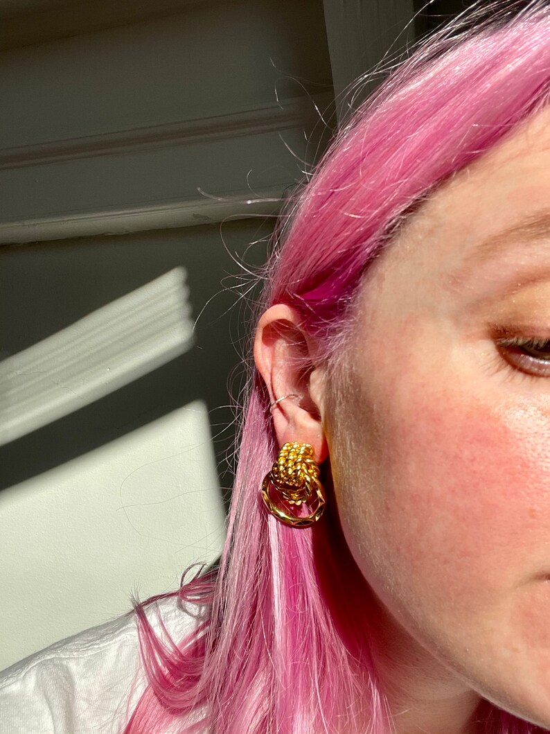 Vintage gold rope earrings