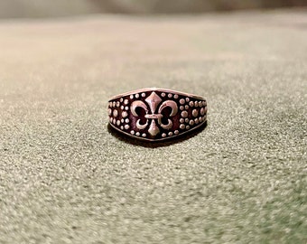 Vintage Fleur de Lis Wappen Sterling Silber Ring