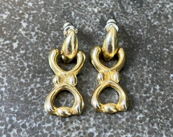 Vintage gold ornate chain-link dangle earrings