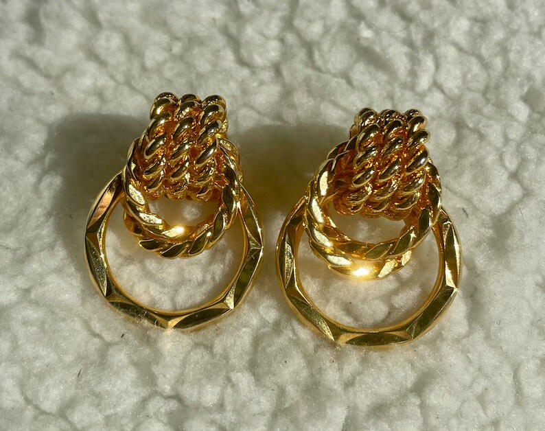 Vintage gold rope earrings