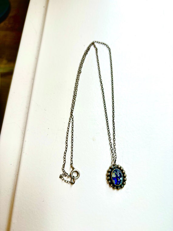Vintage sterling silver and blue speckled glass pe