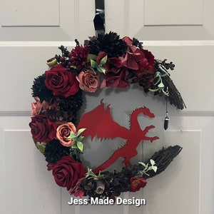 Dragon wreath, Dragon wall decor, Dark fantasy decor, Witchy moon wreath, Gothic wreath, Serpent wreath, Dragon gift,  Dragon art. 14&quot;