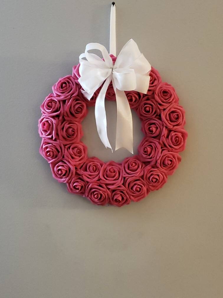 Front Door Pink Rose Wreath. Bedroom Wall Decor. Pink Wall Etsy