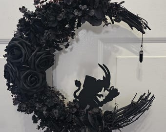 Krampus Christmas wreath. Creepmas decor. Spooky wreath. Creepy Christmas wall decor. Gothic Christmas wreath. Christmas gift. 14"