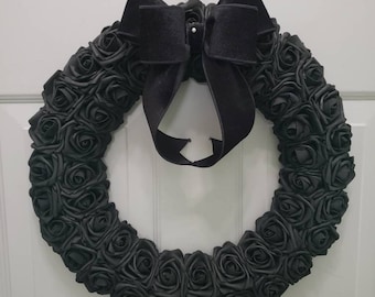 Black Rose Sympathy Wreath: In Loving Memory, Funeral Wreath