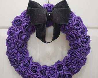 Purple Rose Wreath: Gothic Witchy Door Decor