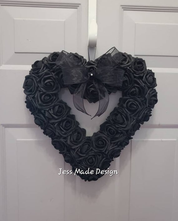Black Rose Heart Wreath: Gothic Victorian Wall Decor
