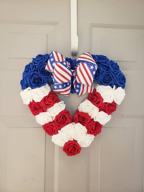 American Flag Heart Wreath, 4th of July Patriotic Decor
