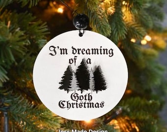 Goth Christmas Wood Ornament: Creepmas Holiday Decor