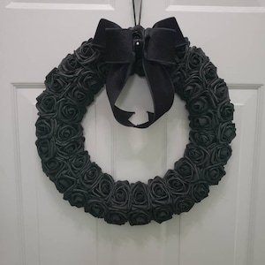 Gothic Black Wreath. Gothic Victorian Wedding Decor. Witchy Decor. Mourning Wreath. Gothic Wall Decor. Gothic Home Decor. Black Rose Wreath