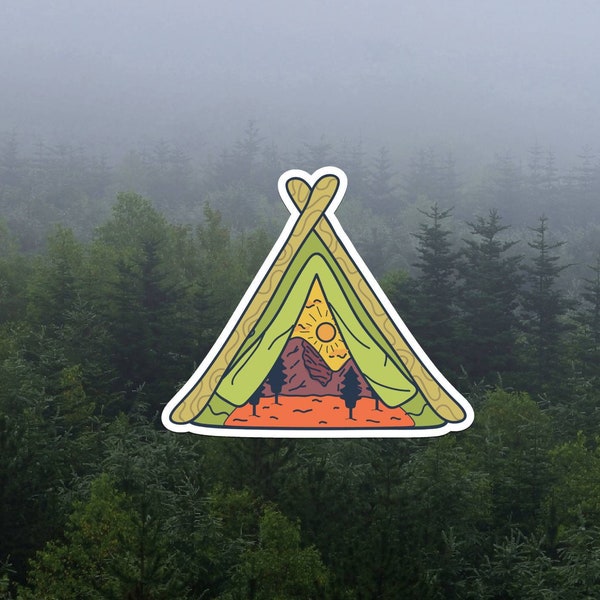 Camping Waterproof Sticker, Outdoors Camp in Nature Vinyl Decal, Tent Sticker, Camping Sticker, Outdoor Sticker