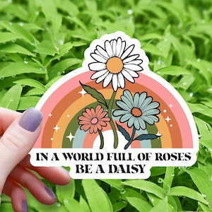 Retro Rainbow Daisy Sticker, Floral Sticker, Floral Decal, Flower Design, BOHO, Yeti cooler sticker, Laptop Water Bottle Funny Sticker