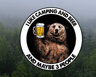Bear Beer Vinyl Sticker: Funny Laptop Decal