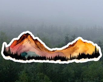 Mountain Scene Sticker, Outdoorsy Mountain Sticker, Watercolor Sticker Camping Sticker, Outdoor Sticker, Laptop sticker, Yeti cooler sticker