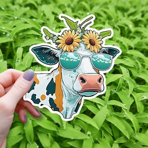 Cow Vinyl Decal, Cute Sticker, Cool Cow, Waterproof Water bottle, Computer Laptop Car Luggage, Cooler, Cute Cow, Trendy Sticker Meme Sticker