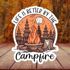 Campfire Sticker: Adventure Laptop Water Bottle Decal