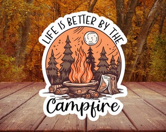 Campfire Sticker: Adventure Laptop Water Bottle Decal