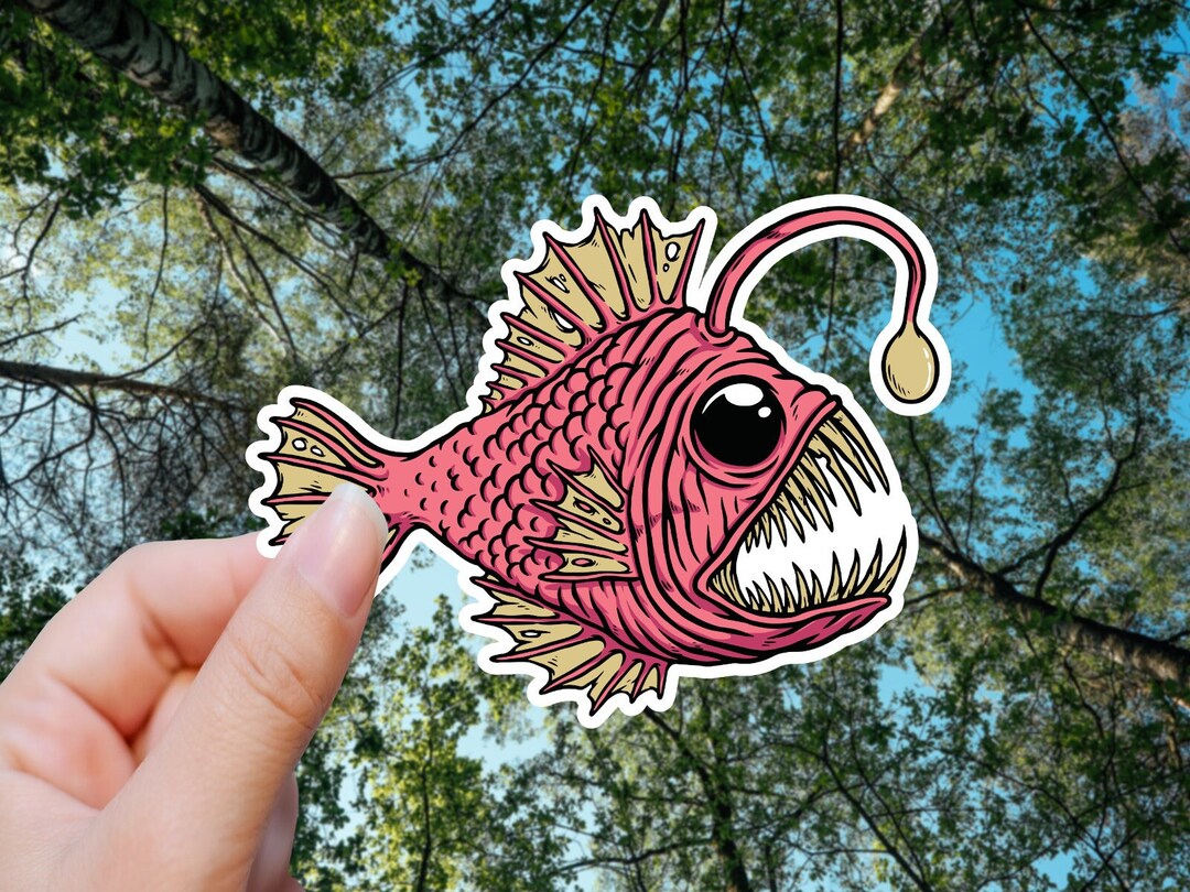 Deep Sea Fish Sticker, Angler Fish, Illustration Sticker, Vinyl ...