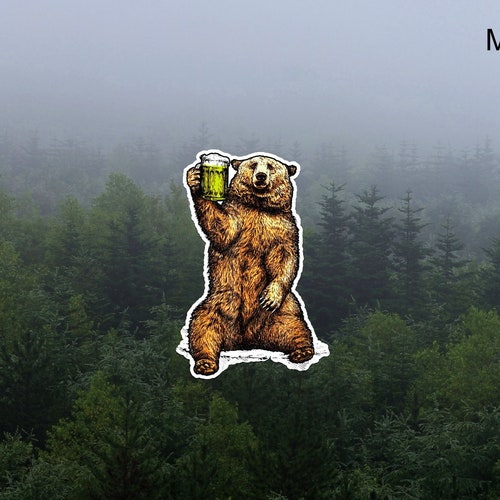 Bear Beer Sticker Vinyl Sticker Laptop Sticker Yeti Cooler Etsy