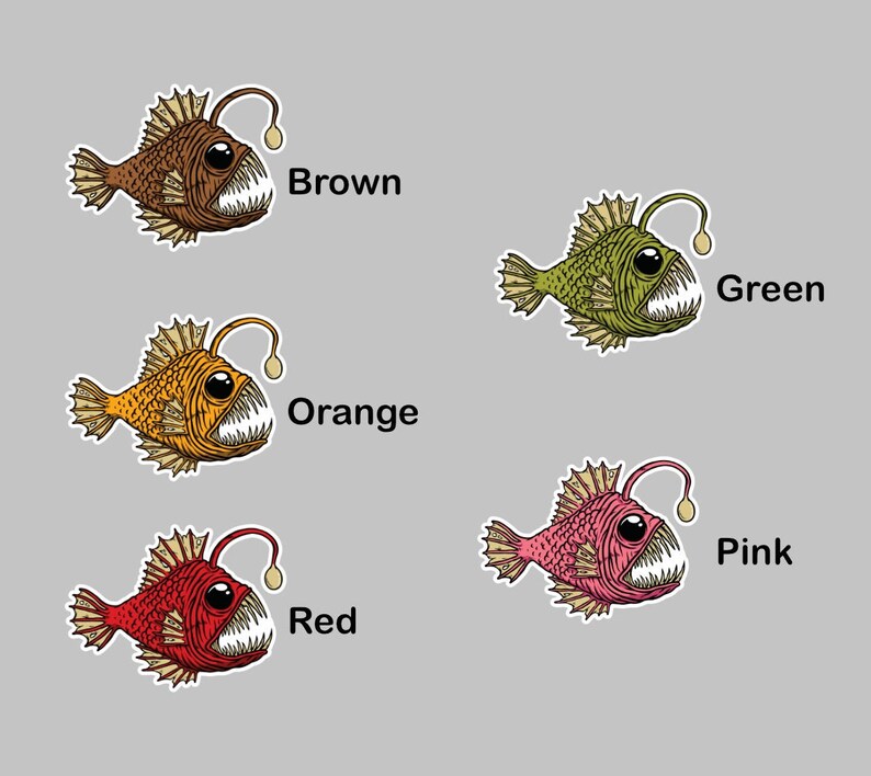 Angler Fish Sticker: Deep Sea Aquatic Vinyl Sticker - Etsy
