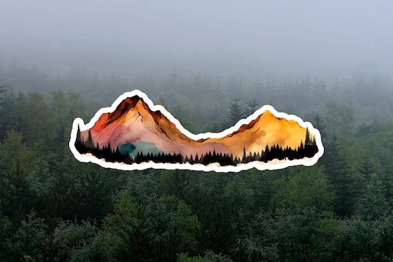 Mountain Scene Sticker, Outdoorsy Mountain Sticker, Watercolor Sticker Camping Sticker, Outdoor Sticker, Laptop sticker, Yeti cooler sticker